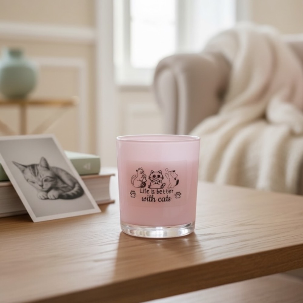 life is better with cats massage oil candle- Narcisso & Loto bianco 🐱