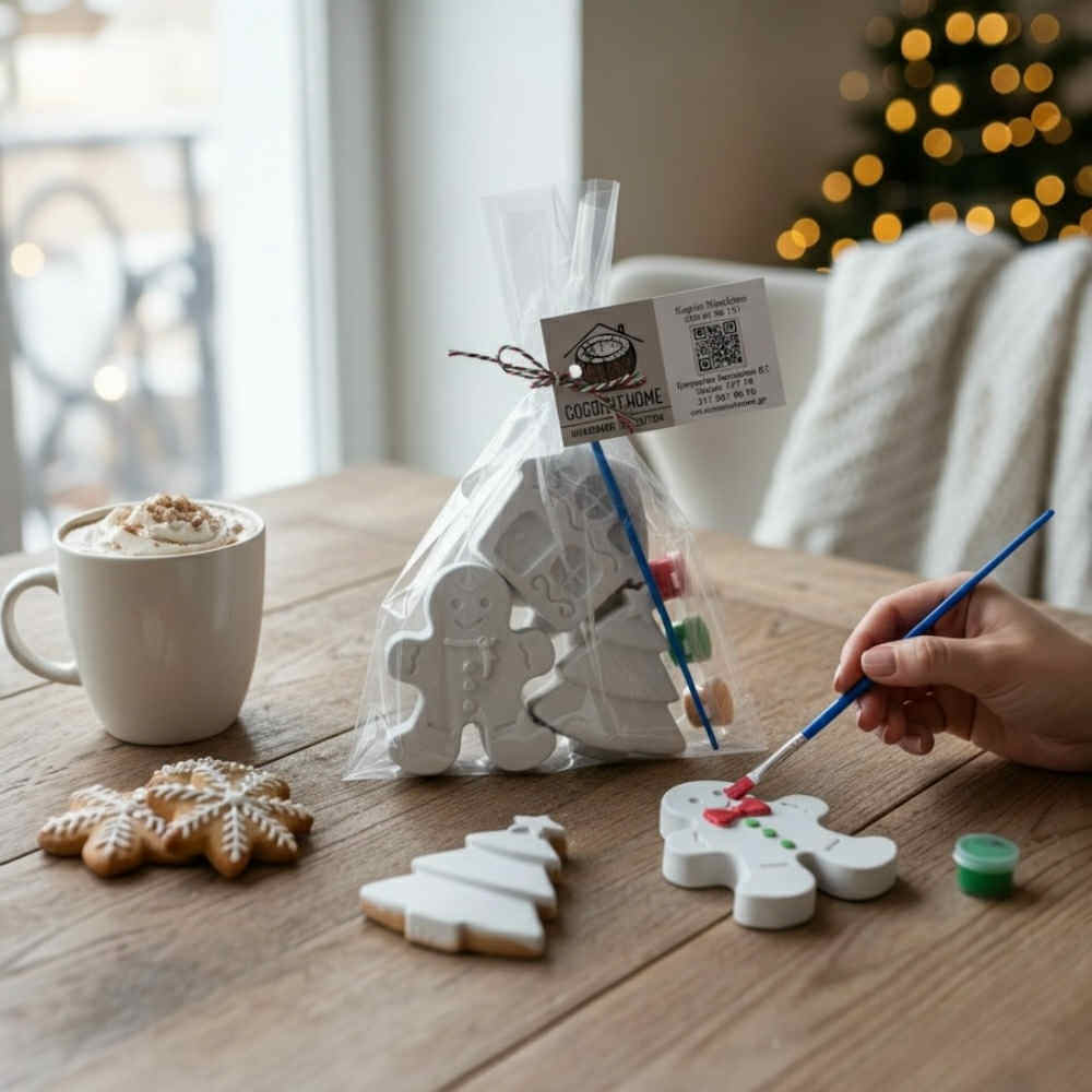 Χειροποίητo Σετ Ζωγραφικής με Γύψο Christmas edition