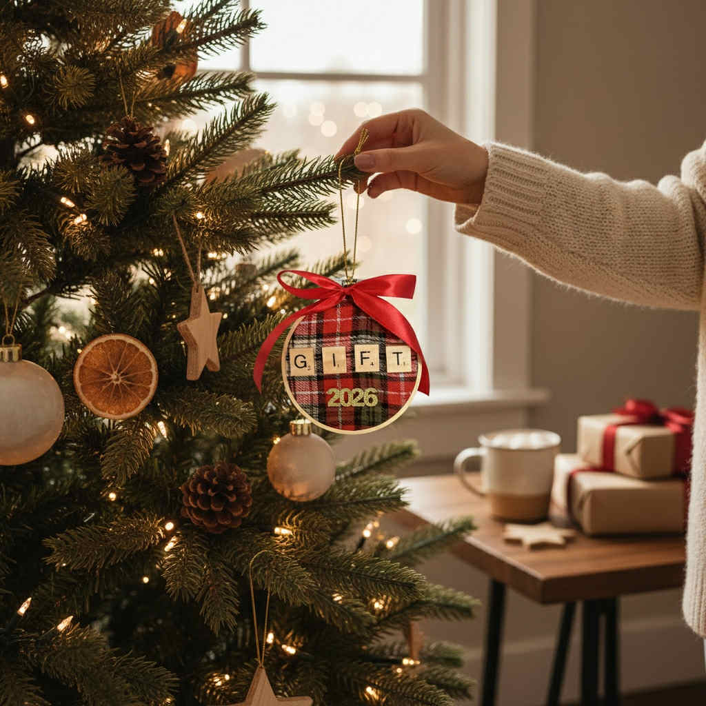 Χειροποίητο ξύλινο στεφάνι GIFT Γούρι για το δέντρο