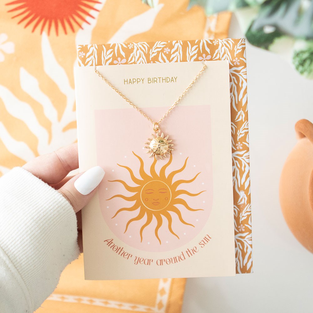 Sun Necklace on Birthday Card κολιέ